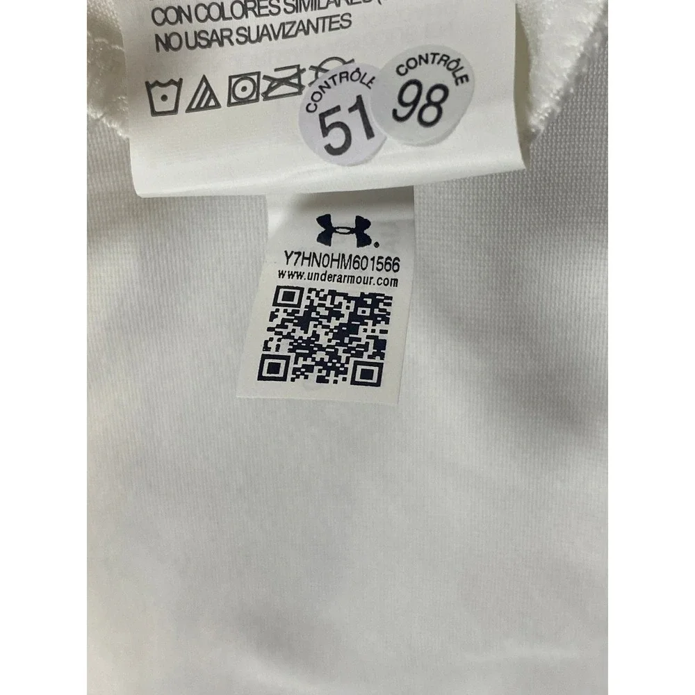 Under Armour Mens Playoff Polo Shirt White Neon Orange HeatGear Loose Fit Large‎